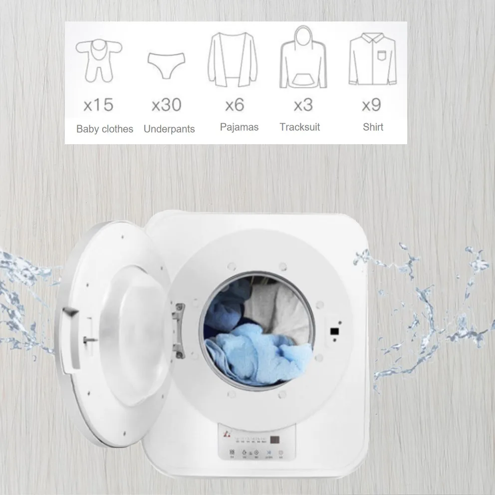 3KG Camping RV Automatic Washing Machine with Dryer Portable Front Loading Washing Machine for Home Caravan Travel