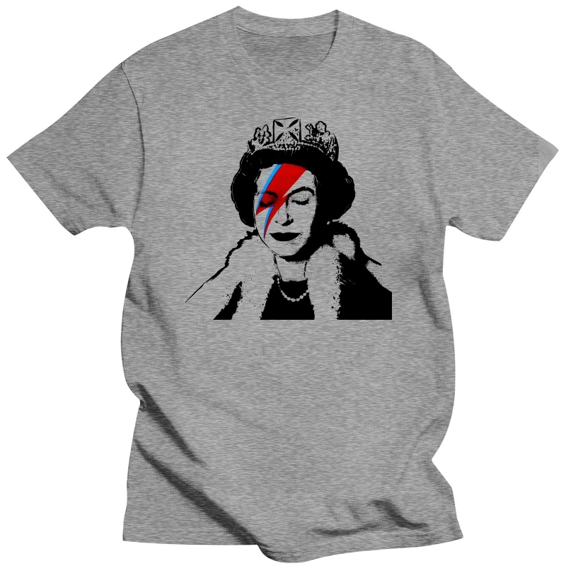 UK England Queen Elisabeth  Harajuku TShirt Banksy Graffiti Street Artist Printing Tops Comfortable T Shirt Male Short Sleeve