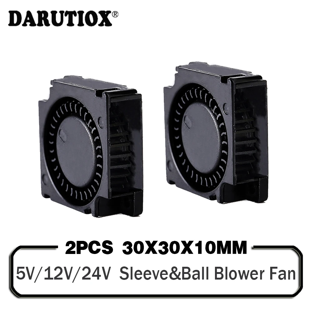 

2 Pieces DC 5V 12V 24V 30x30x10mm Sleeve Dual Ball 1 inch Small Mini Blower Cooling Fan 30mm x 10mm 3cm 3010 3D Printer