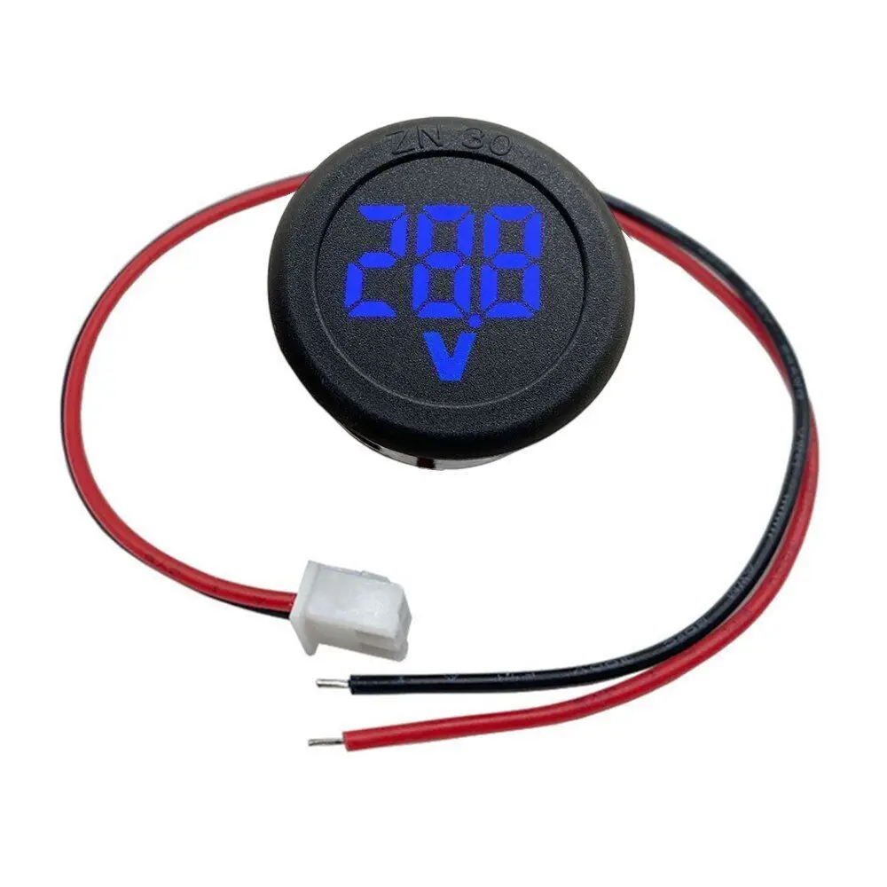 Car Voltmeter DC 4-100V LED Digital Display Round Two Wire Panel Voltage Meter