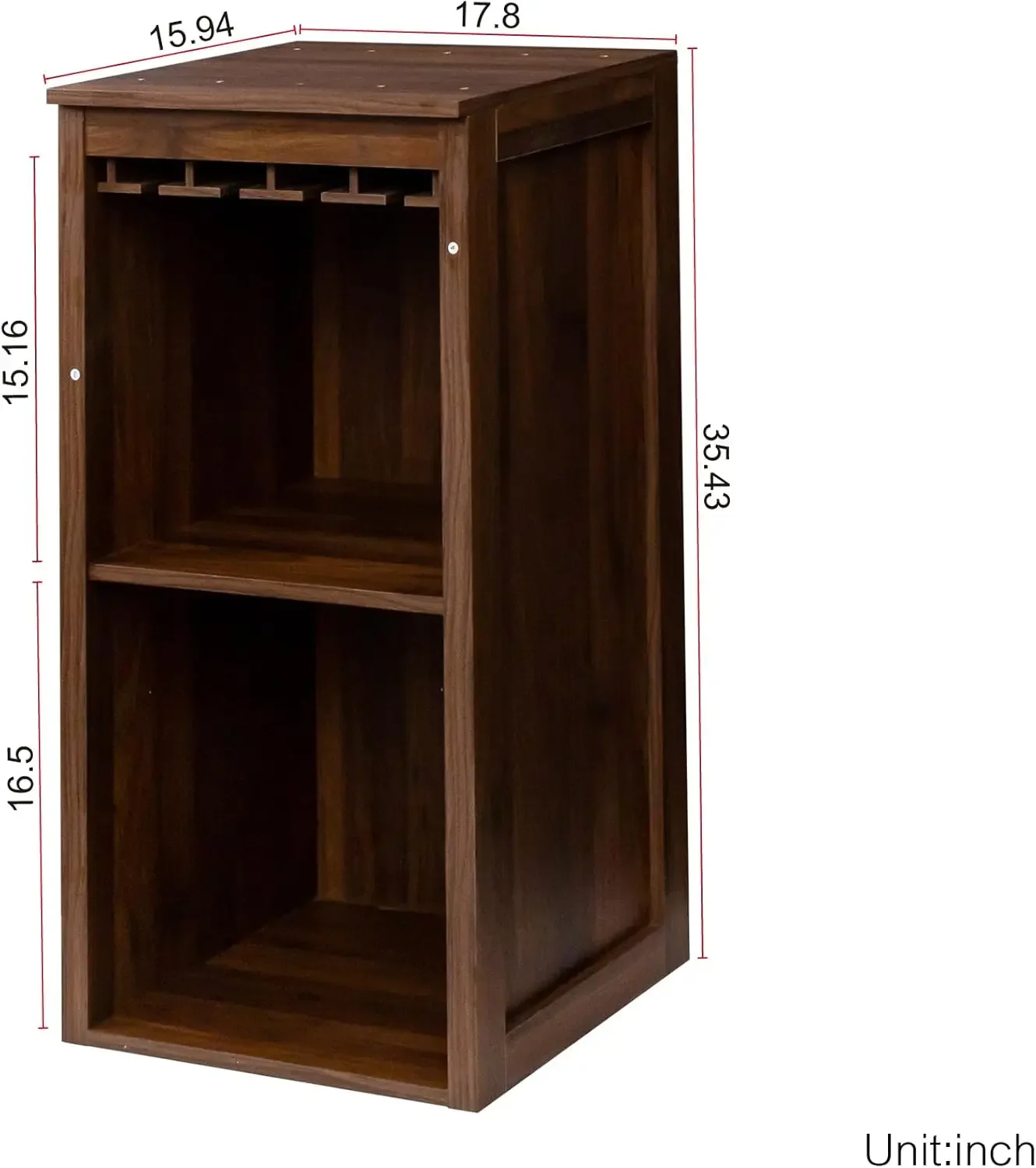 Modular Wine Bar Cabinet,Kitchen Hutch Storage Cabinet with Open Shelves and Wine Glasses Rack