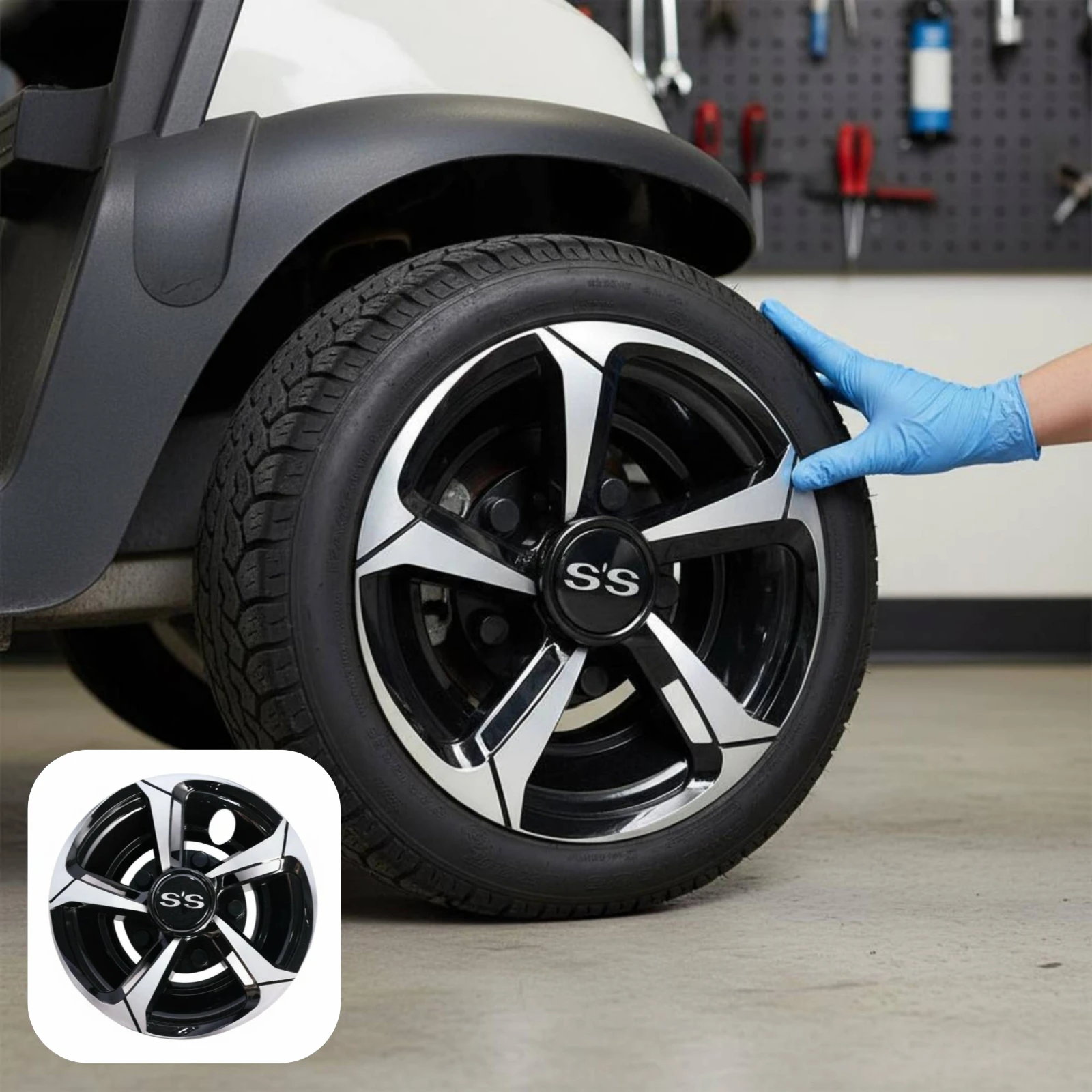 4 Pieces 8 Inch Golf Vehicle Wheel Cover Tight Fit Universal Golf Vehicle Hub Cap 8 Inch Wheel Cover Easy to Install Vehicle