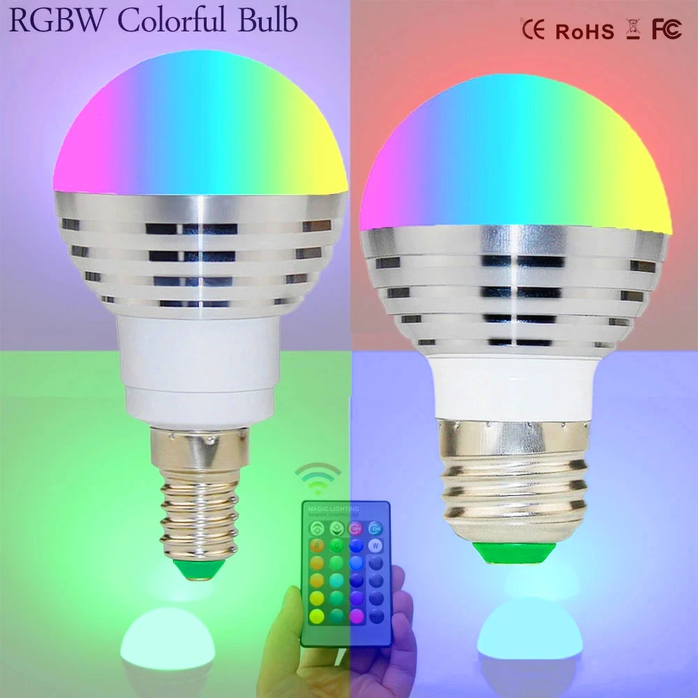 

E27 RGB LED bulb 16 Color Magic LED Night Light Lamp Dimmable Stage Light 110V 220V 85-265V + 24key Remote Control holiday