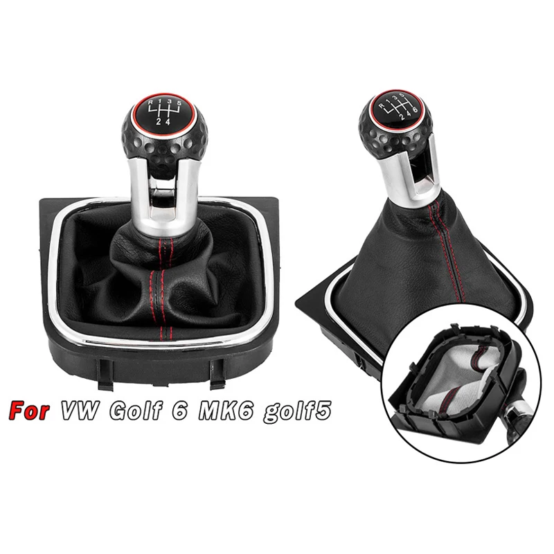 

5/6 Speed Integrated Modified Gear Shift Knob & Dust Boot for VW Golf 5/6 -Car Transmission Lever, Durable Auto Accessories