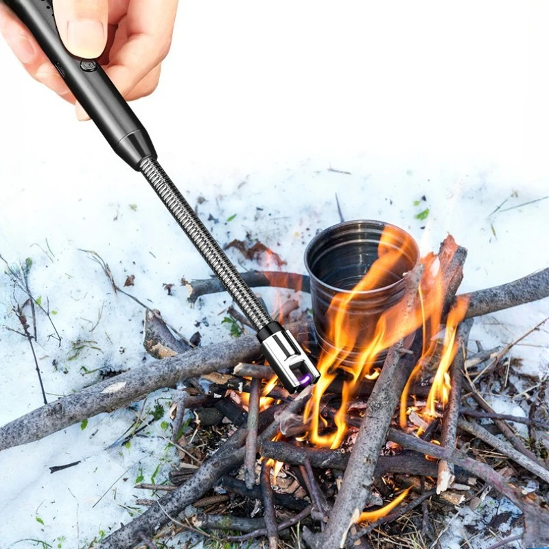 Kitchen USB Electric Arc Lighter Rechargeable Windproof BBQ Flameless Plasma Candle Long Lighters Hose Gas Stove Ignition Gun