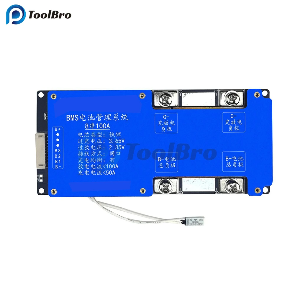 8S 24V 100A BMS Lifepo4 Battery Charging Protection Board Battery Cell Packs Balancer Equalizer Over Charge Discharge Protect