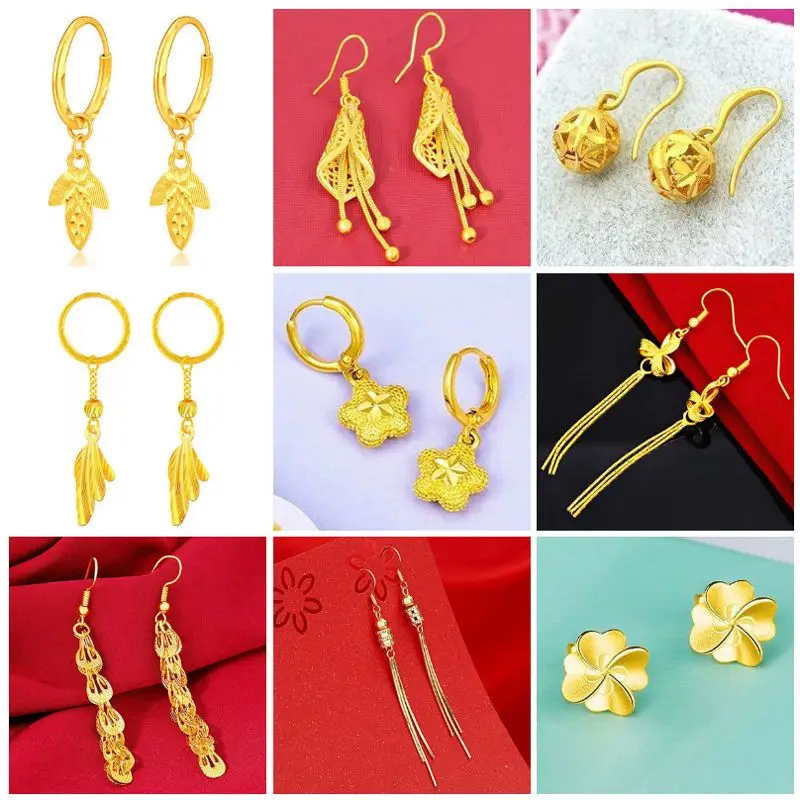 UMQ Vietnam Sha Jin Da Water Drop Earrings Long Non-Fading Custom Ornament Ladies Ear Clip to Give Mom Wife Ornament