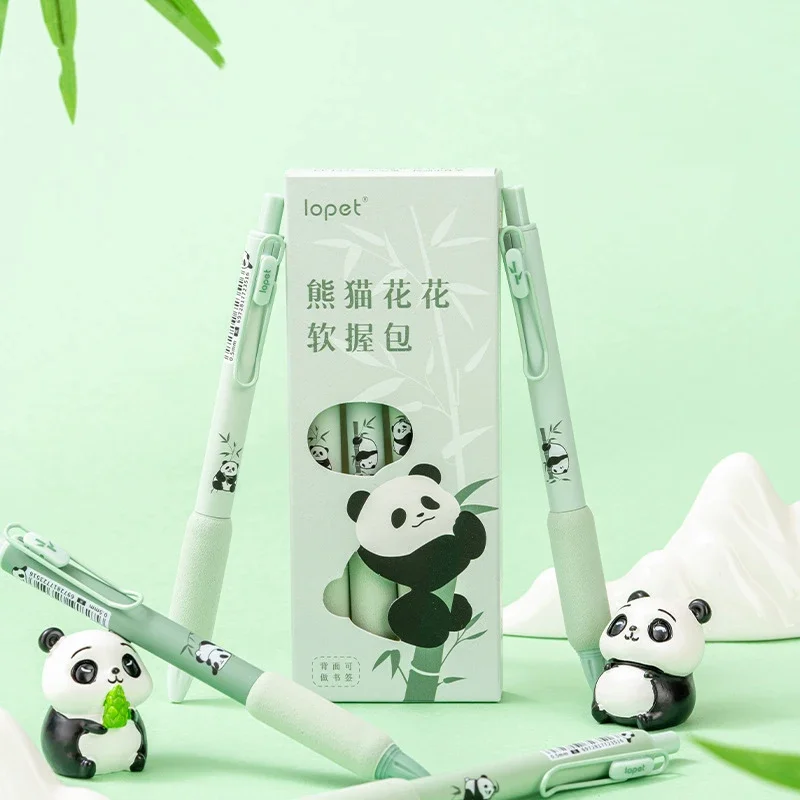 4Pcs Cartoon Panda Gel Pen Retractable Pens Cute Animal Pen 0.5mm Ballpoint Pen Gel Ink Pens Office School Supplies