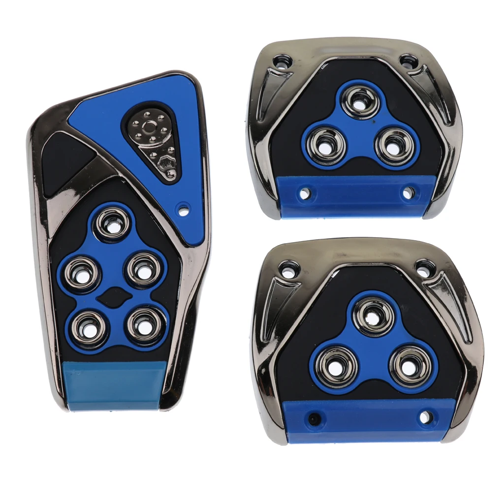 3Pieces Non-Slip Brake Foot Pedals Pads Covers Blue