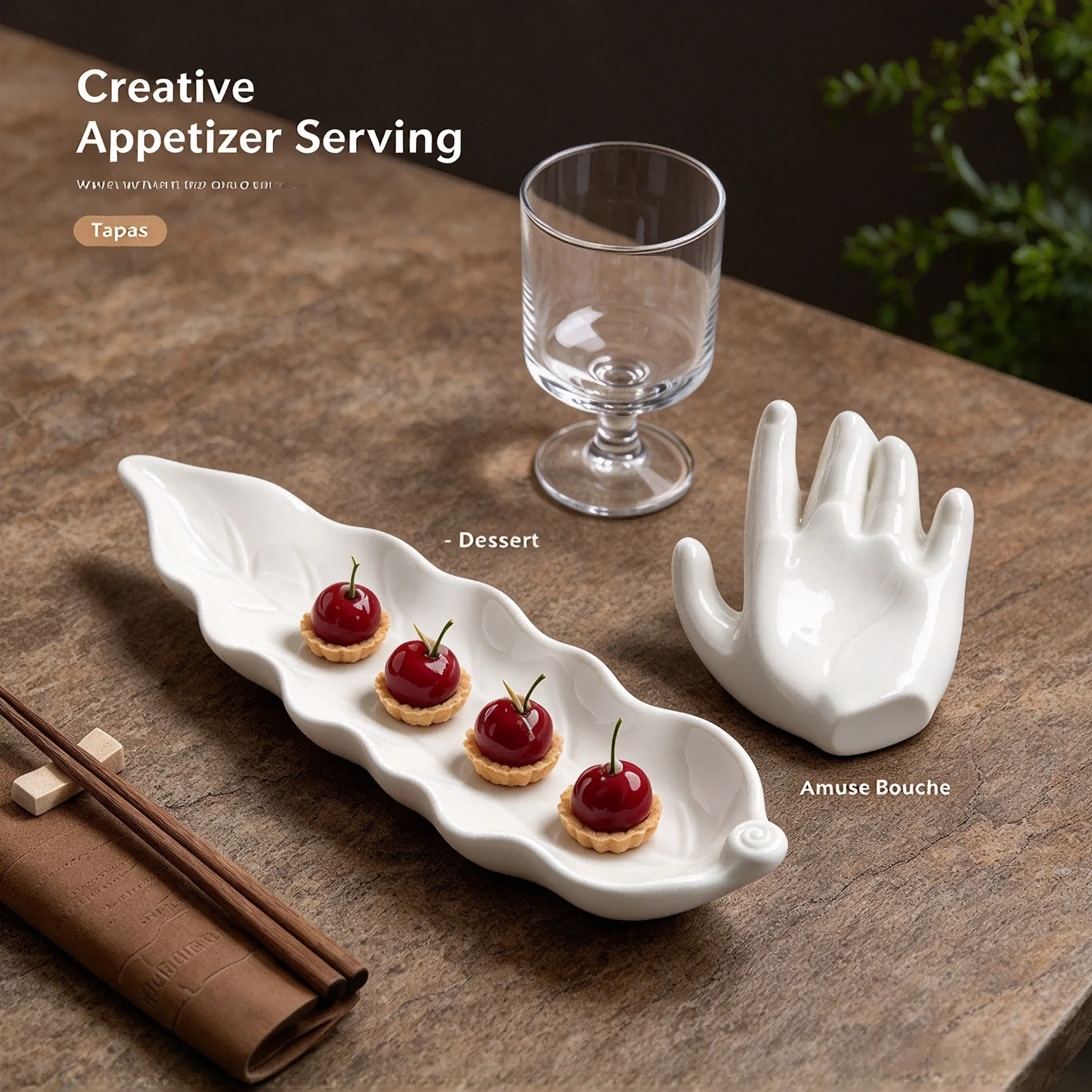 Creative Ceramic Leaf Shaped Serving Plate Buddha Hand Long Platter Irregular Shallow Dish Cold Appetizer Plate Hotel Restaurant
