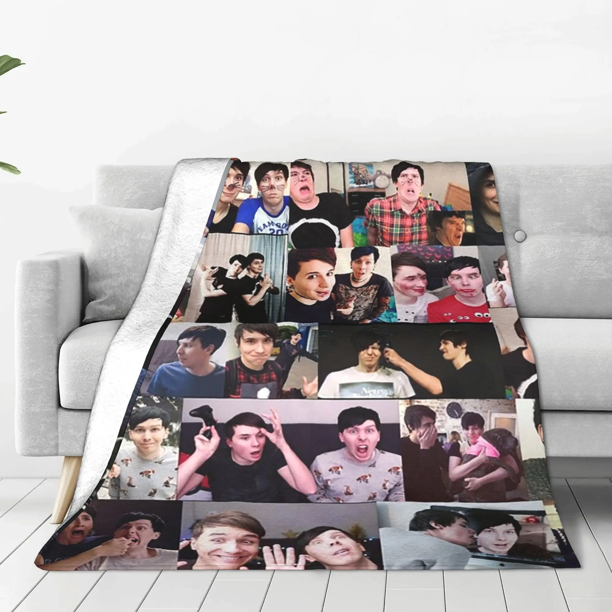 

Dan And Phil! Blankets Portable Flannel Sofa Throw Blanket for Couch Bedding Outdoor Throws Bedspread Quilt
