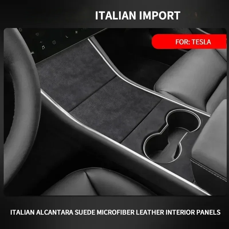 Alcantara For Tesla Model 3 2017-2020 Car Central Console Gear Shifter Panel Modifed Decorative Cover Pad Sheath Shell Sticker