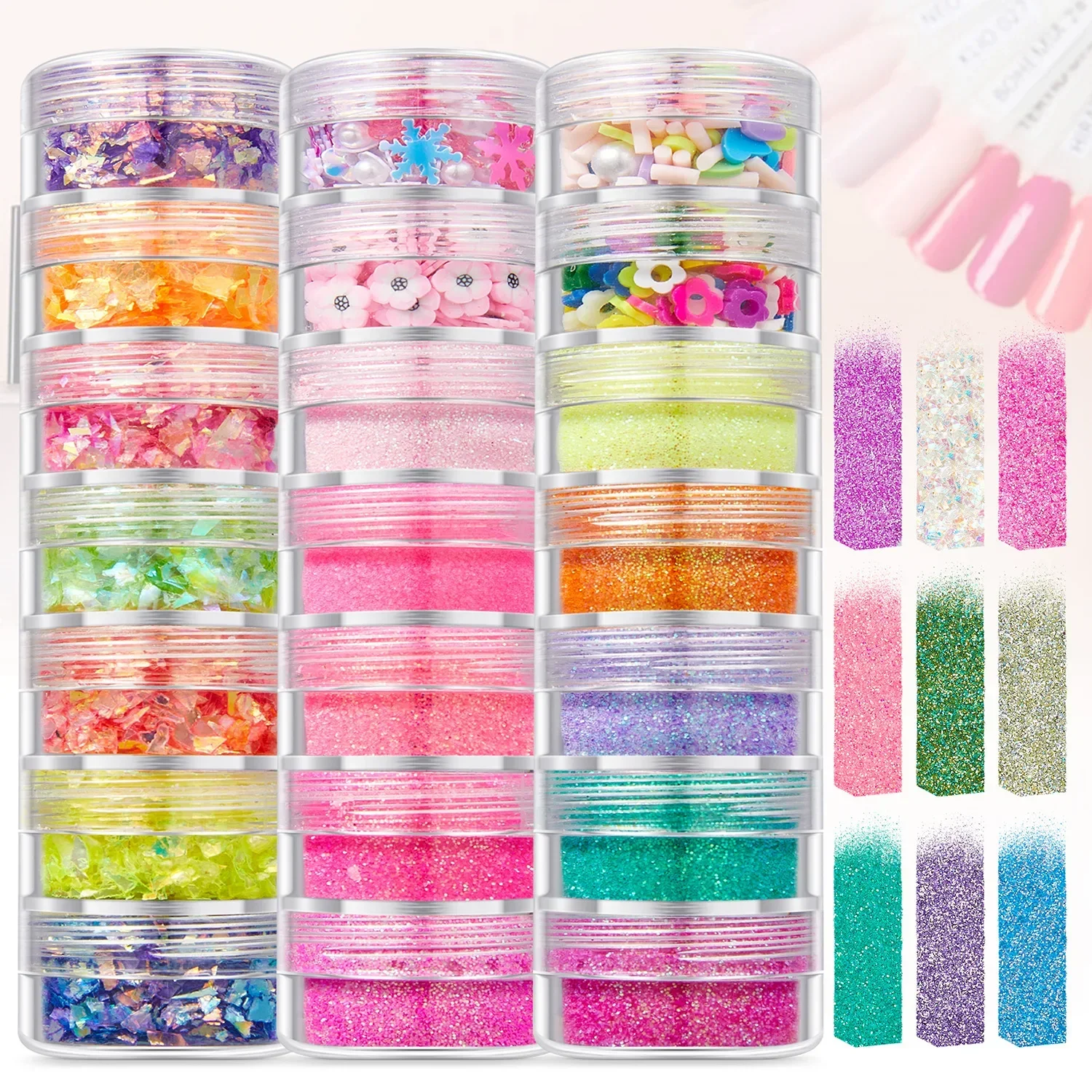 Seven-layer one-piece bottle glitter powder nail art jewelry slime accessories eye makeup nail polish glue material