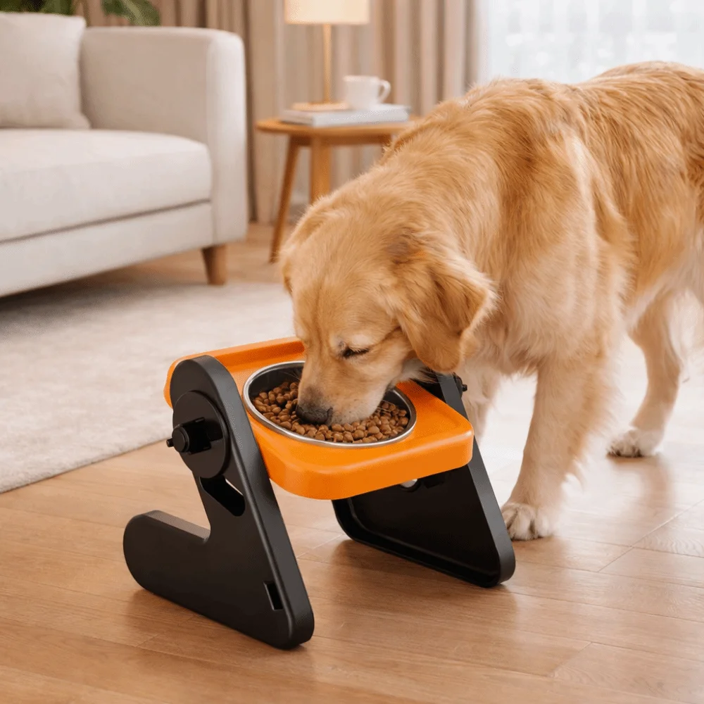 

Stainless Steel Elevated Pet Bowl Adjustable Height Non-Slip Raised Dog Bowl Detachable with Stand Dog Feeding Bowl Water Bowl