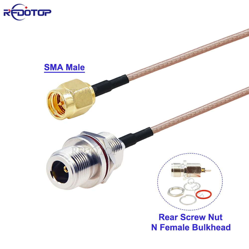 

SMA Male to Rear Screw Nut N Female Bulkhead Connector SMA to N RG316 Cable RF Coaxial Pigtail 4G LTE Extension Jumper Pigtail