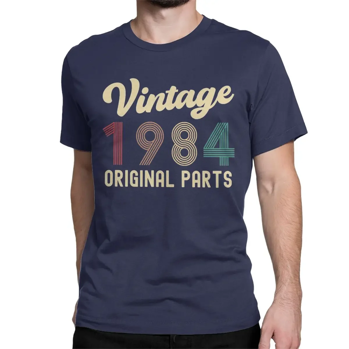 

Vintage 1984 Original Parts Birthday Gift Men's T Shirt 40 Years Old Novelty Tee Shirt Round Neck T-Shirt Cotton Printed Tops