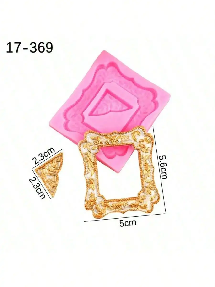 4 Stile Silikonrahmen-Schokoladenform, Barocke Tonformen für Fondant, Rahmenform für Basteln, Backen, Cupcake-Topper, Dekoration – Detail 7