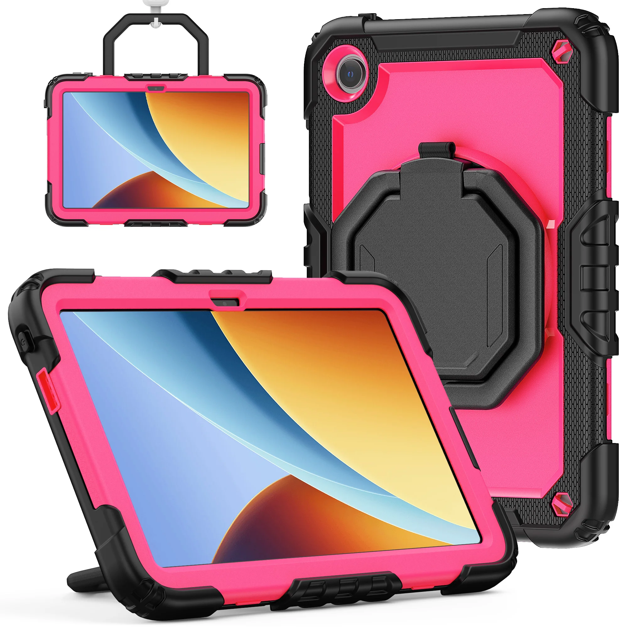 360 Rotating Stand Rugged Case For Xiaomi Poco Pad C1 Redmi Pad 2 SE 9.7 inch 2026 Heavy Duty Pull Ring Cover Armor Tablet Cover