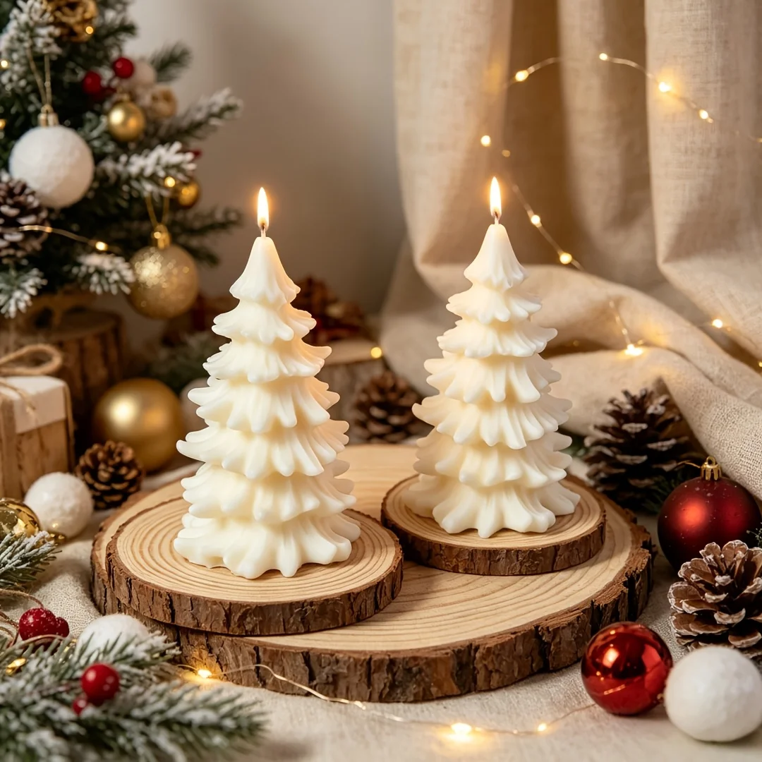 2-Piece Set of Silicone Christmas Tree Molds, Christmas Decorative Candle Molds, Christmas Tree-Shaped Plaster and Resin Molds