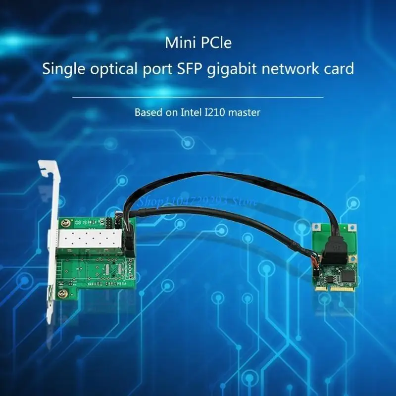 Y2GD Mini PCIExpress Networking Adapter Mini PCIe Card Single Optical Port 10/100/1000Mbps for PC Gaming Office Accessories