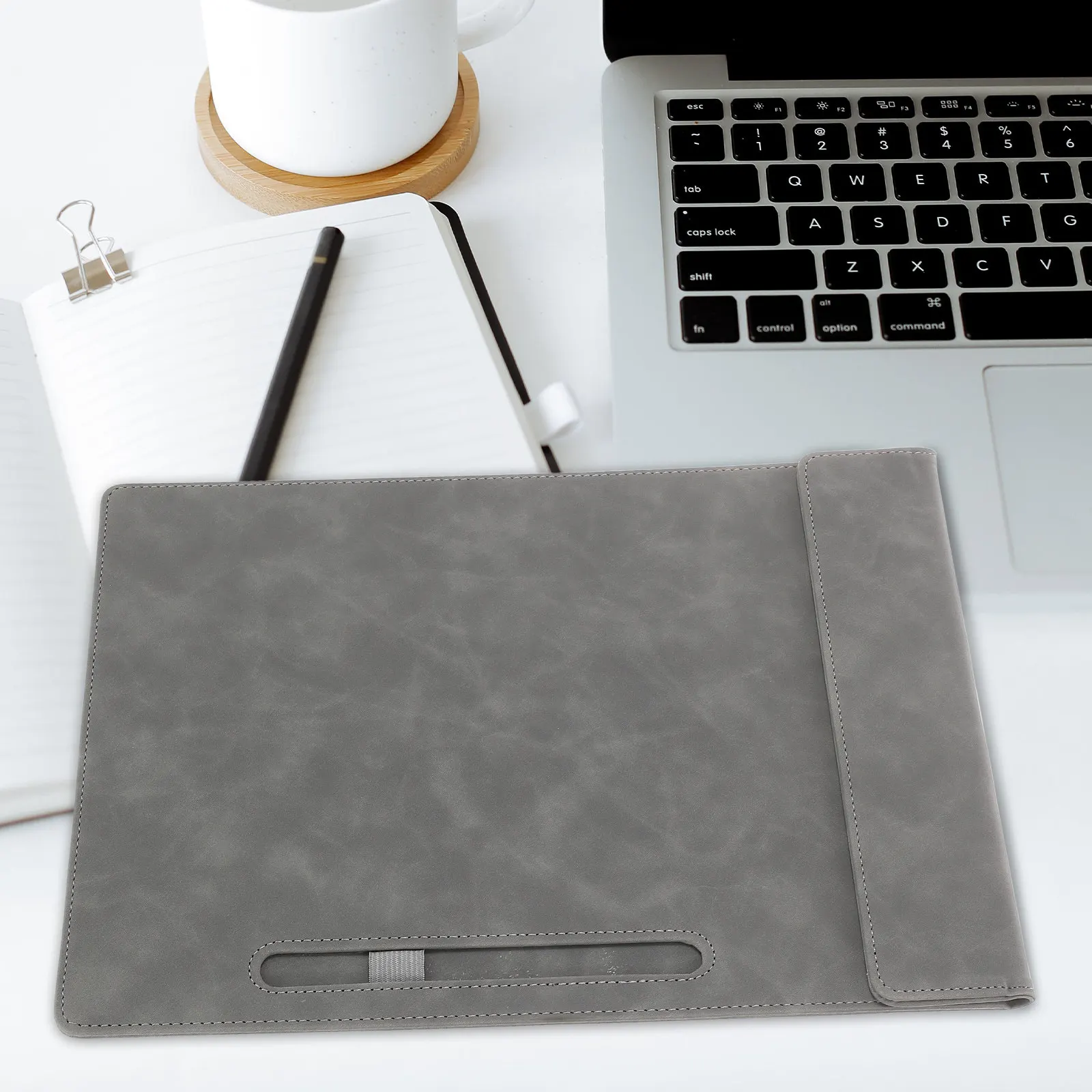 

PU Clipboard Pen Holder Business Office Writing Pad Document Folder Organizer Meeting Notes Portable Clipboard Folder Document