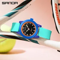 SANDA 3221 Silicone Sports Waterproof Boy Girl Casual Shockproof Clock Gifts Kids Watch Luxury Children Quartz Watches Relojes