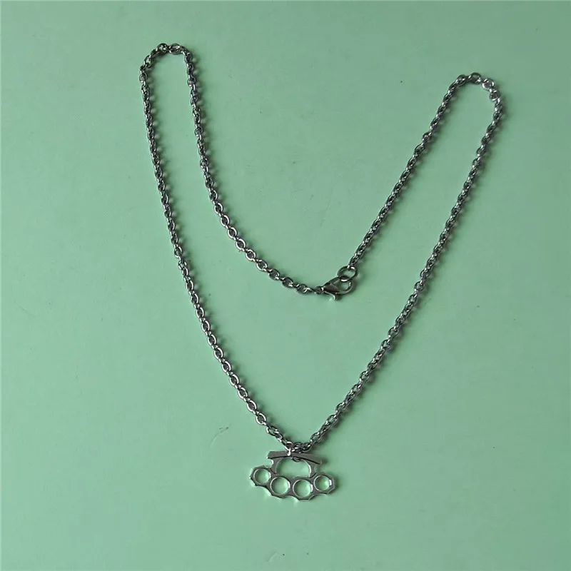 Punk Stainless Steel Women Necklace English punch fist knuckle brace necklace mcbling scene accessories scene jewelry