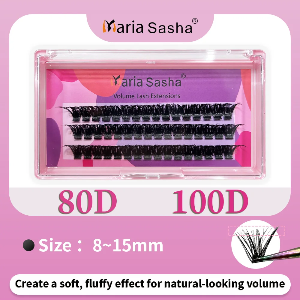 Maria Sasha 80D 100D Fan Short Tip Black False Eyelashes Natural Thick Eyelashes Soft Daily False Eyelashes Shining Makeup Tools