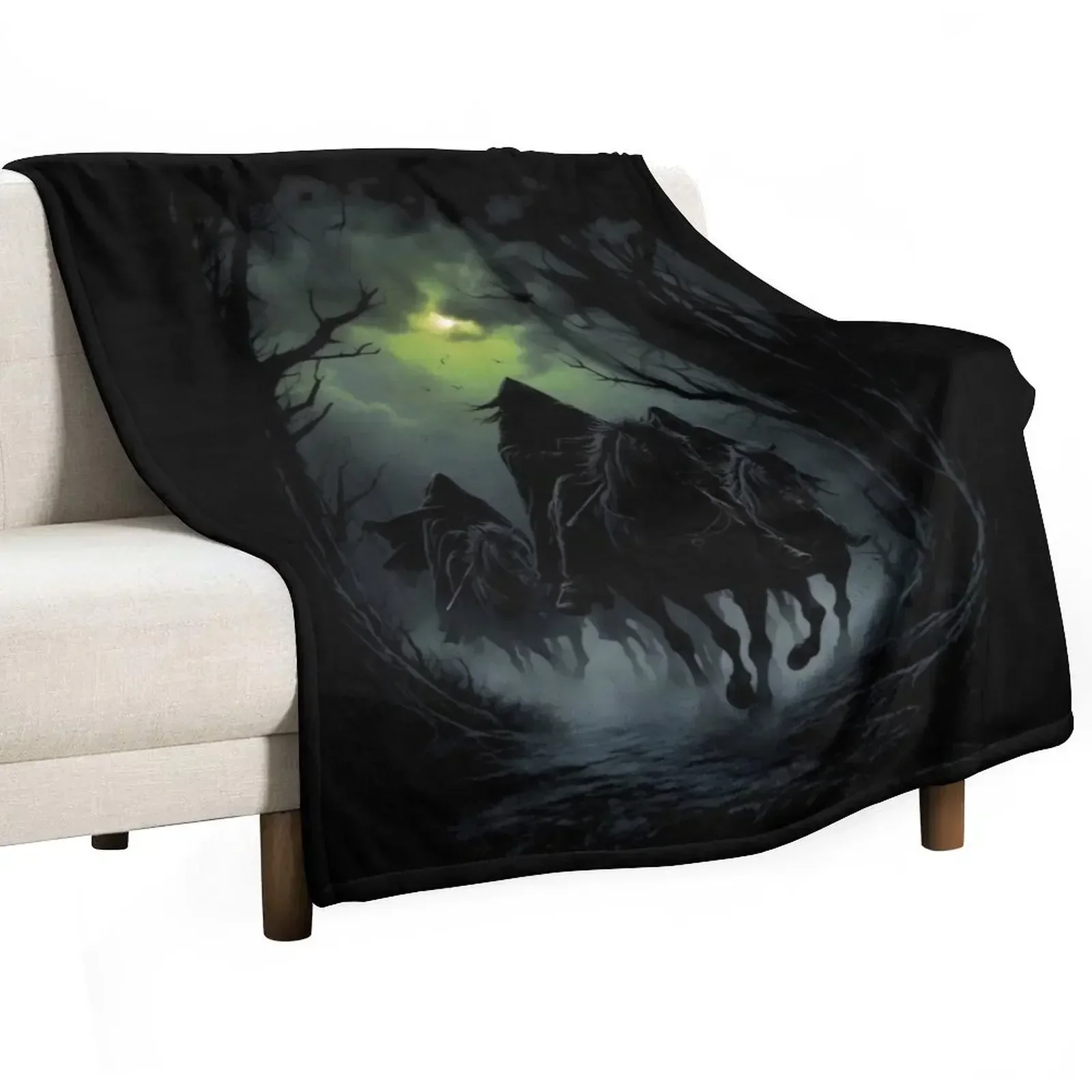 

The Nine Riders Under the Moonlight - Fantasy Throw Blanket warm for winter Loose Softest Blankets