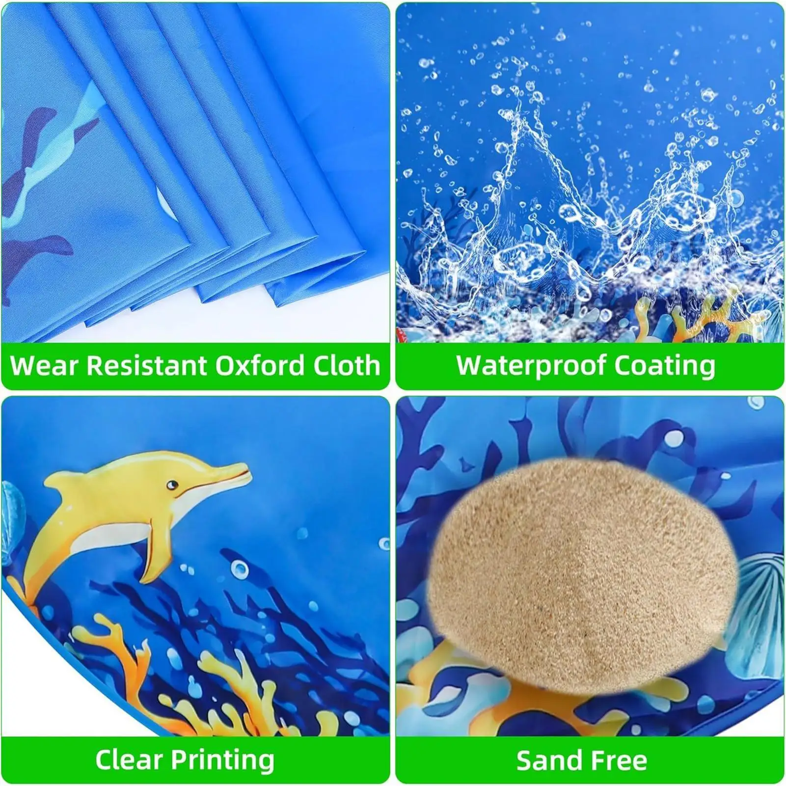 Piscina de praia para crianças, bebê, piscina, brinquedos de praia com bolsa de transporte, à prova de areia, água, brinquedo ao ar livre para meninos, meninas, crianças