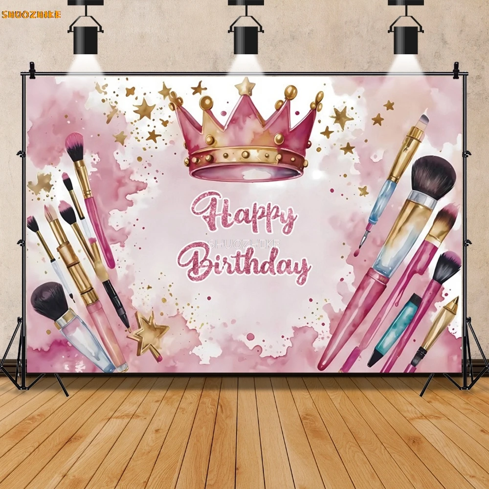 feliz-aniversario-rosa-beleza-maquiagem-spa-festa-pano-de-fundo-fotografia-meninas-princesa-doce-festa-de-aniversario-fundo-estudio-foto