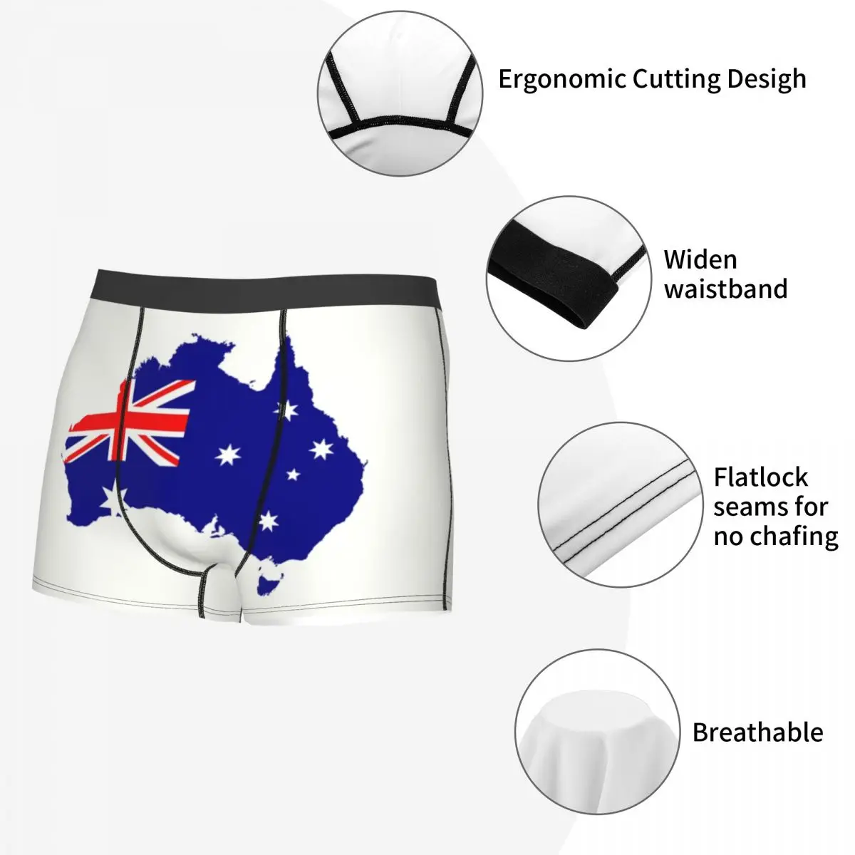 Ropa interior con mapa de la bandera de Australia para hombre, Bóxer Sexy con estampado personalizado, calzoncillos patrióticos australianos, bragas transpirables