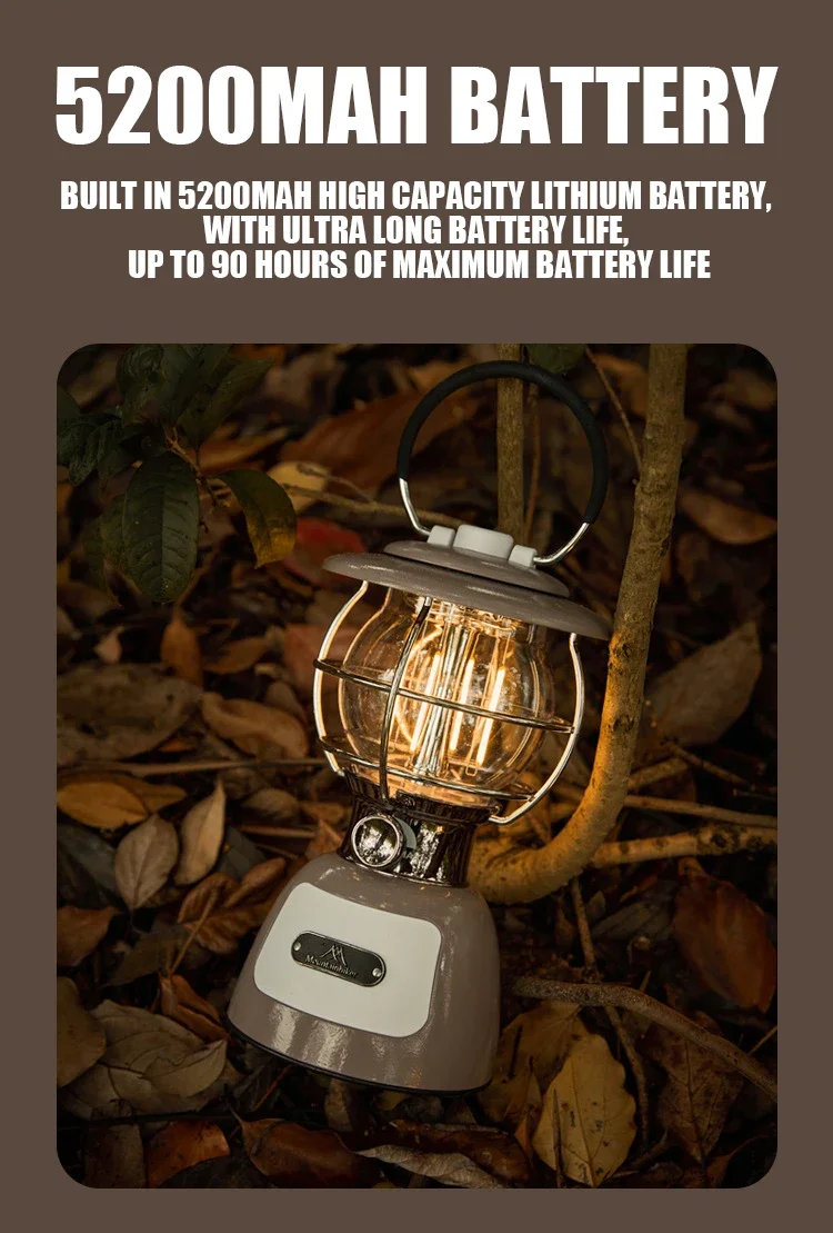 LONGRIVER New Retro BL-LY08 Camping Light, Outdoor Rechargeable Portable Horse Light Waterproof Stepless Dimming Lighting Lamp