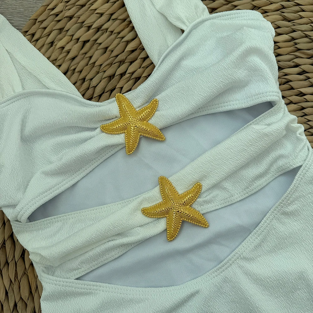 starfish Two Piece Swimsuit 2025 New Hollow Out Swimwear Women Swimsuit Bathing Suit Beachwear Monokini Female Swimming Suits