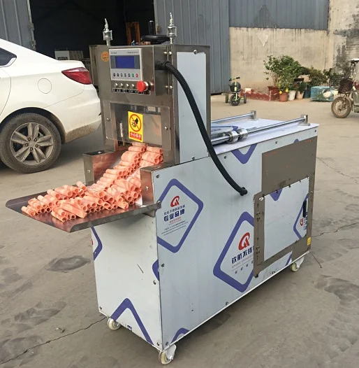 معدات الجزار الصناعية الجديدة 4 لفات قاعدة أرضية قطاعة طعام اللحوم آلة قطع سميكة للسجق لحم الخنزير المقدد ولحم البقر أكثر
