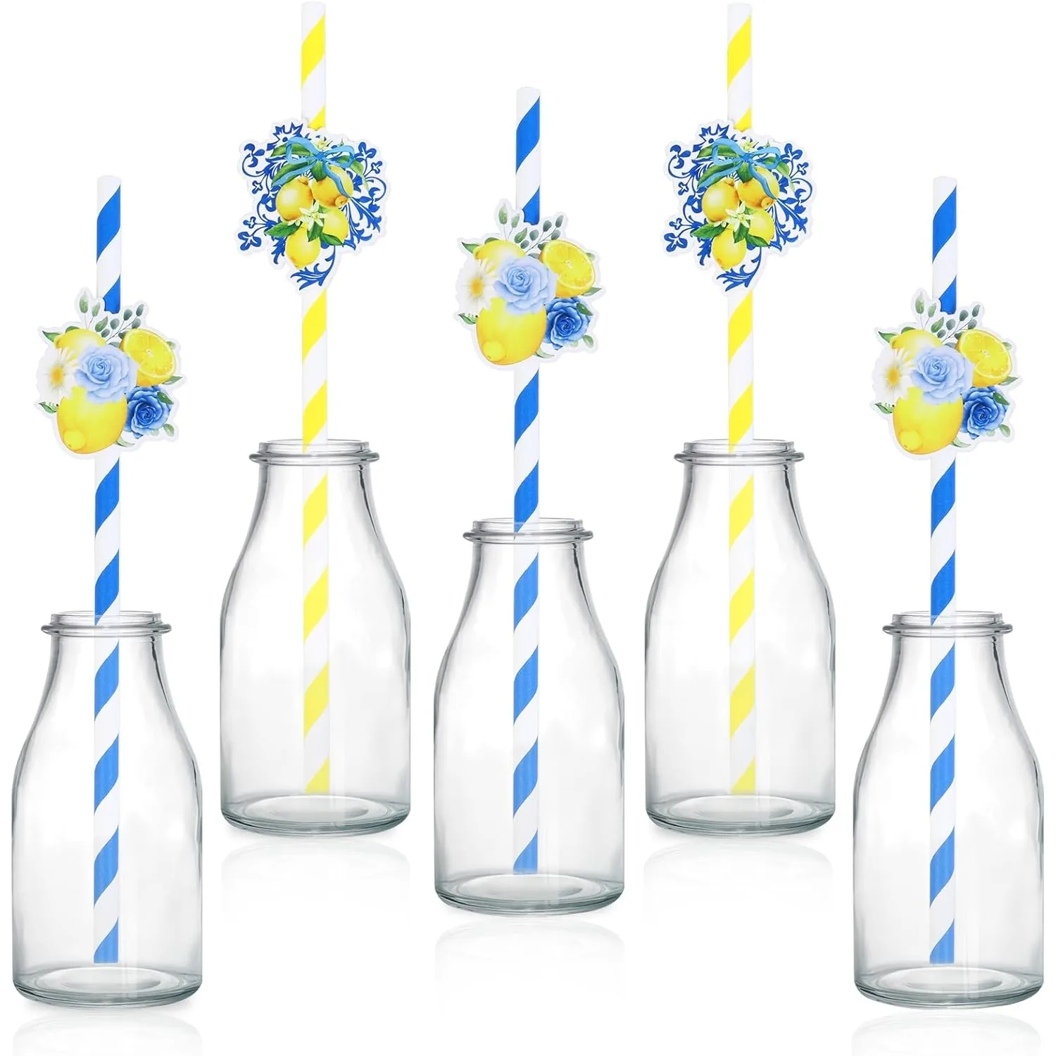 Decoraciones para fiesta de cumpleaños de limón, pajitas para beber a rayas azules para Baby Shower con limón, ella encontrada su despedida de soltera principal
