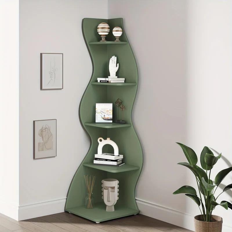 Modern Wall Corner Shelf with Unique Shape, Living Room Storage Rack and Plant Stand, Home and Office Use.