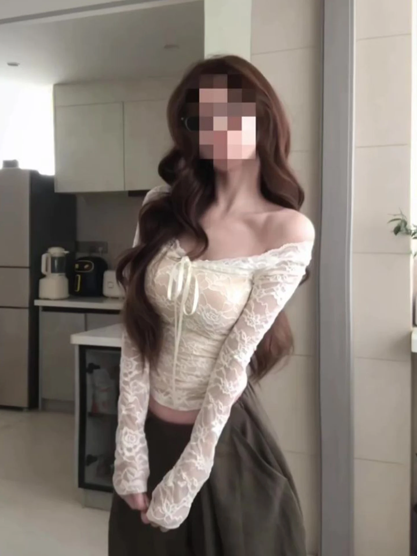 

Pure Desire Spicy Girl Sle Long Sve кружевная основа irt женская облегающая футболка с талией для похудения внутренняя одежда топ