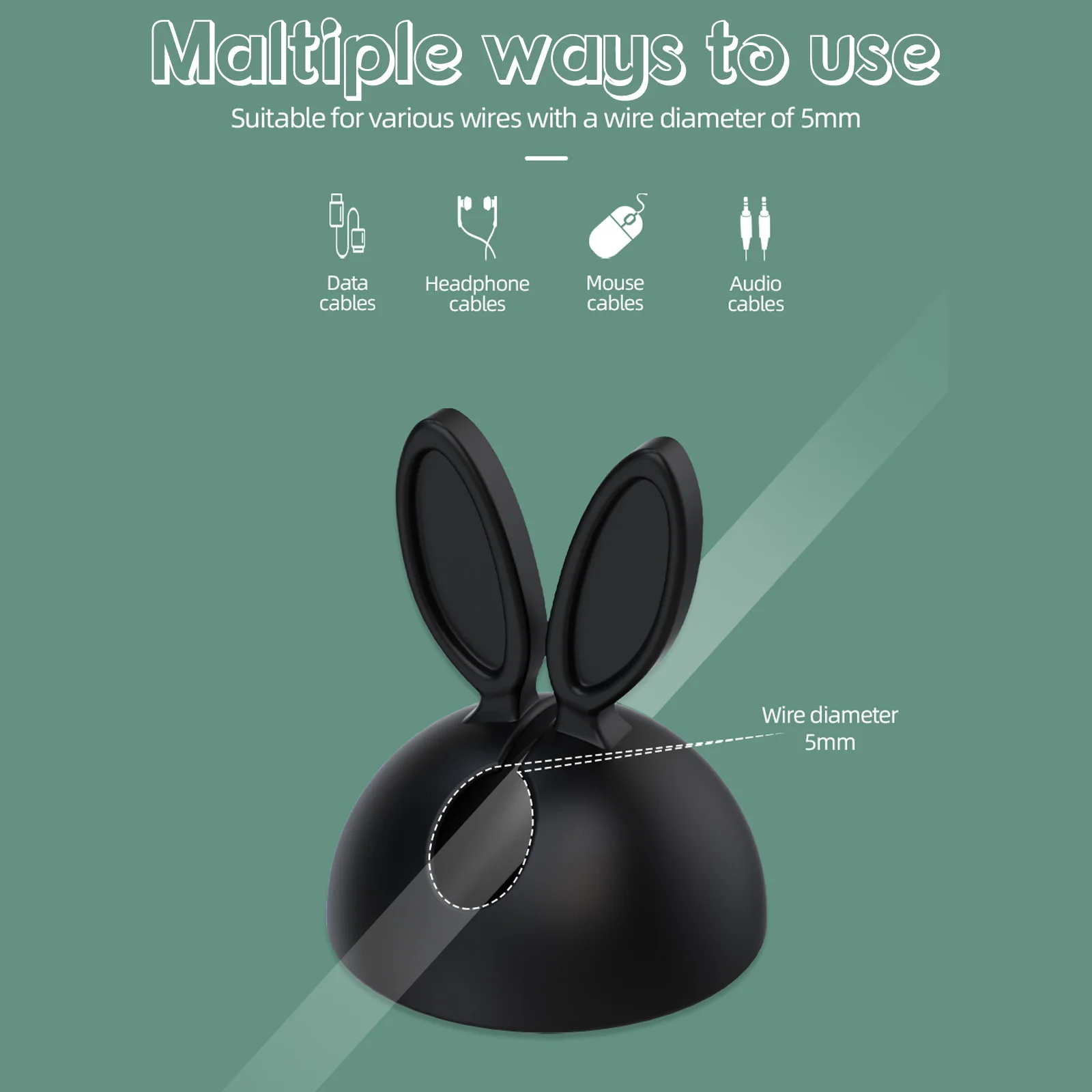 

12pcs Silicone Cable Clip Holder Bunny Wire Organizer Colorful Cord Management Clips For Desk Charging Usb Earphone Cables