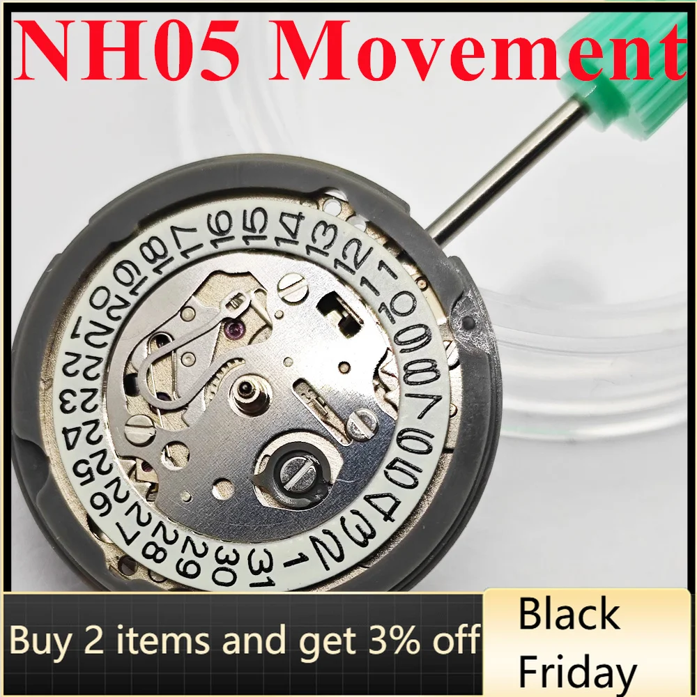 NH05 Watch Movement 21 Jewels Watch Parts Date Crown at 3 O'clock  Fit Women's Watch Accessories Parts