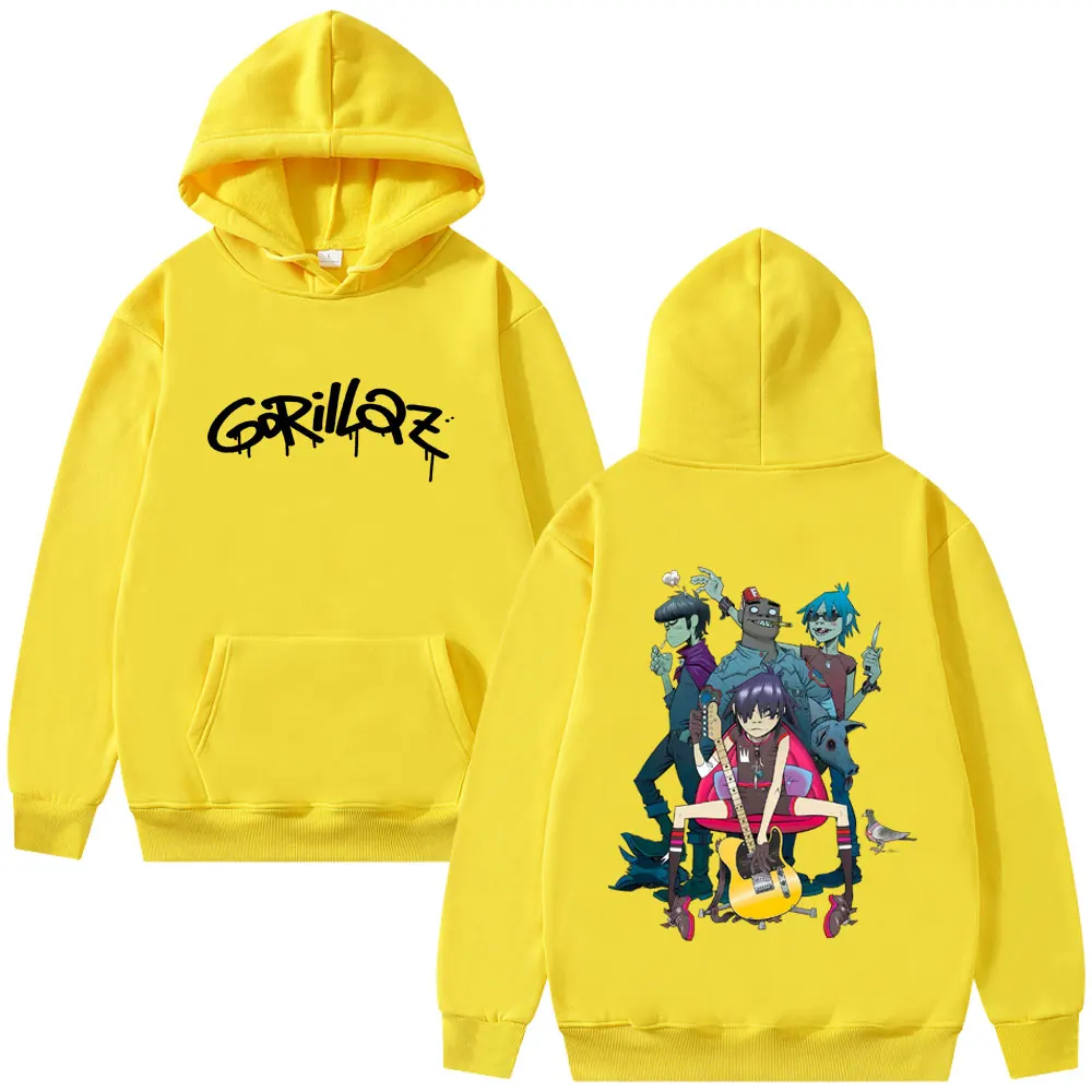 Alternative Rock Band Gorillaz Graphic Hoodie Men Women Hip Hop Gothic Oversized Streetwear Man Fashion Vintage Pullover Hoodies