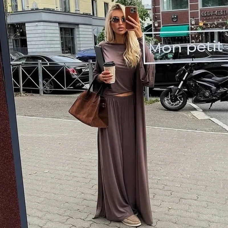 Women's clothing 2025 New summer new casual long cardigan long sleeve top high waist trousers fashion suit for club clothing