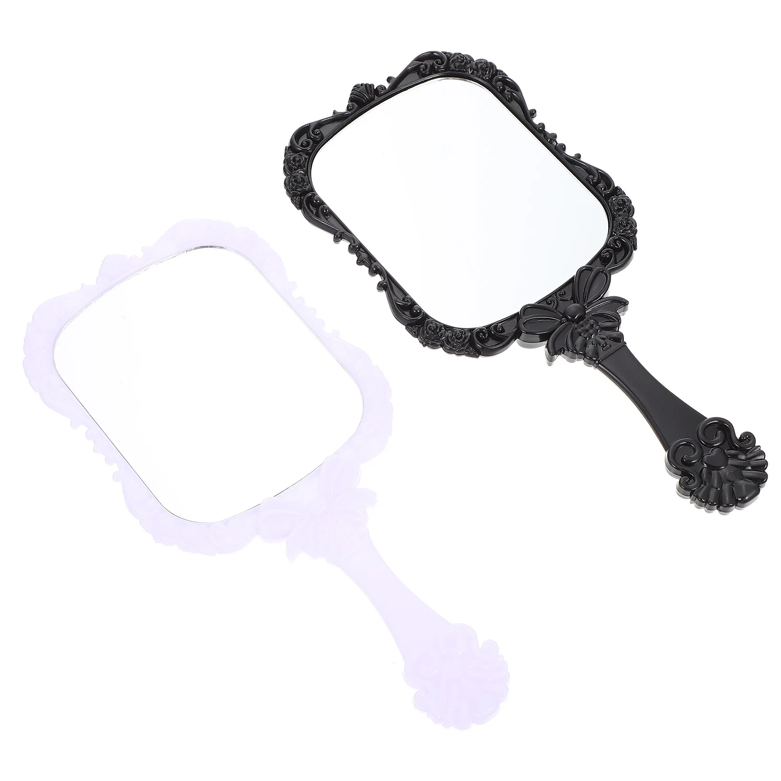 2Pcs Makeup Mirrors Butterflies Pattern Handle Lightweight Portable Beauty Tool for Home Salon Travel