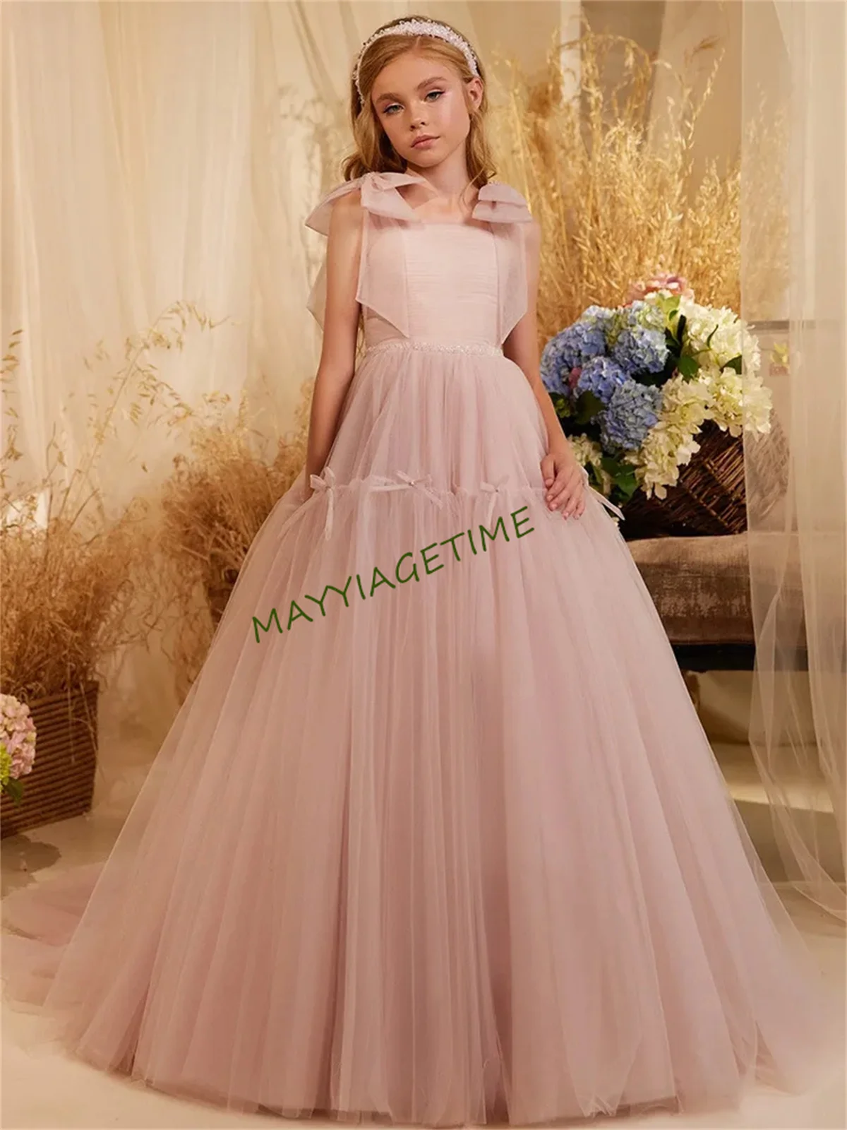 

Custom madeElegant Ball Gown Baby Flower Girl Dresses Tulle Princess Kids Prom Birthday Party Gowns Formal Occasion