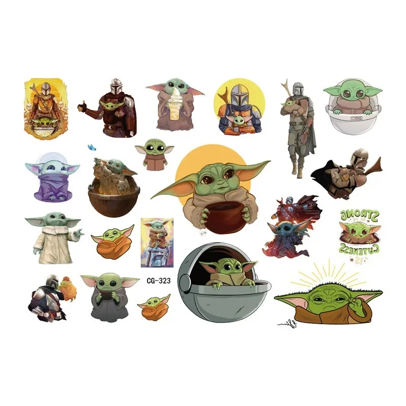 Baby Yoda Sticker Anime Figures Baby Yoda Children\'s Temporary Tattoos Party Decorations Kids Toys for Boys Girl Birthday Gift