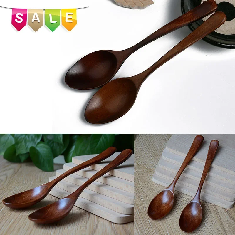 Hot Spoons Wooden Soup Spoon Eco Friendly Tableware Natural Ellipse Wooden Ladle Set For For Eating Mixing Stirring Soup Spoons