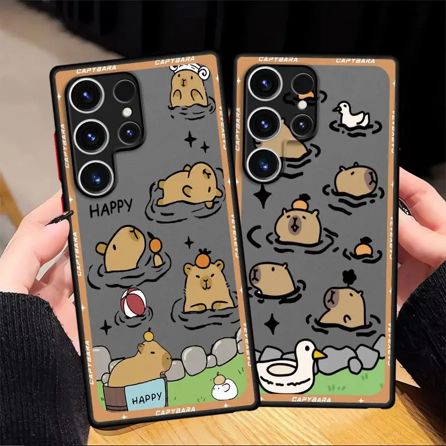 삼성 갤럭시 S21 FE S20 S9 노트 20 10 S23 울트라 S22 플러스 S24 S25 S8용 소프트 커버 케이스 귀여운 카피바라 만화