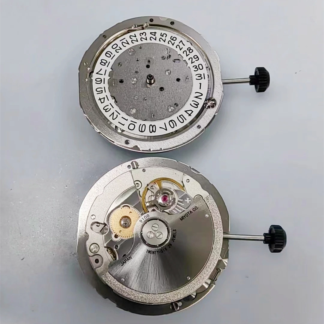 Japan MIYOTA 9100 Automatic Mechanical Movement Top Luxury Brand Watch Replace Movt Parts Twenty-Six Jewels with White Datewheel