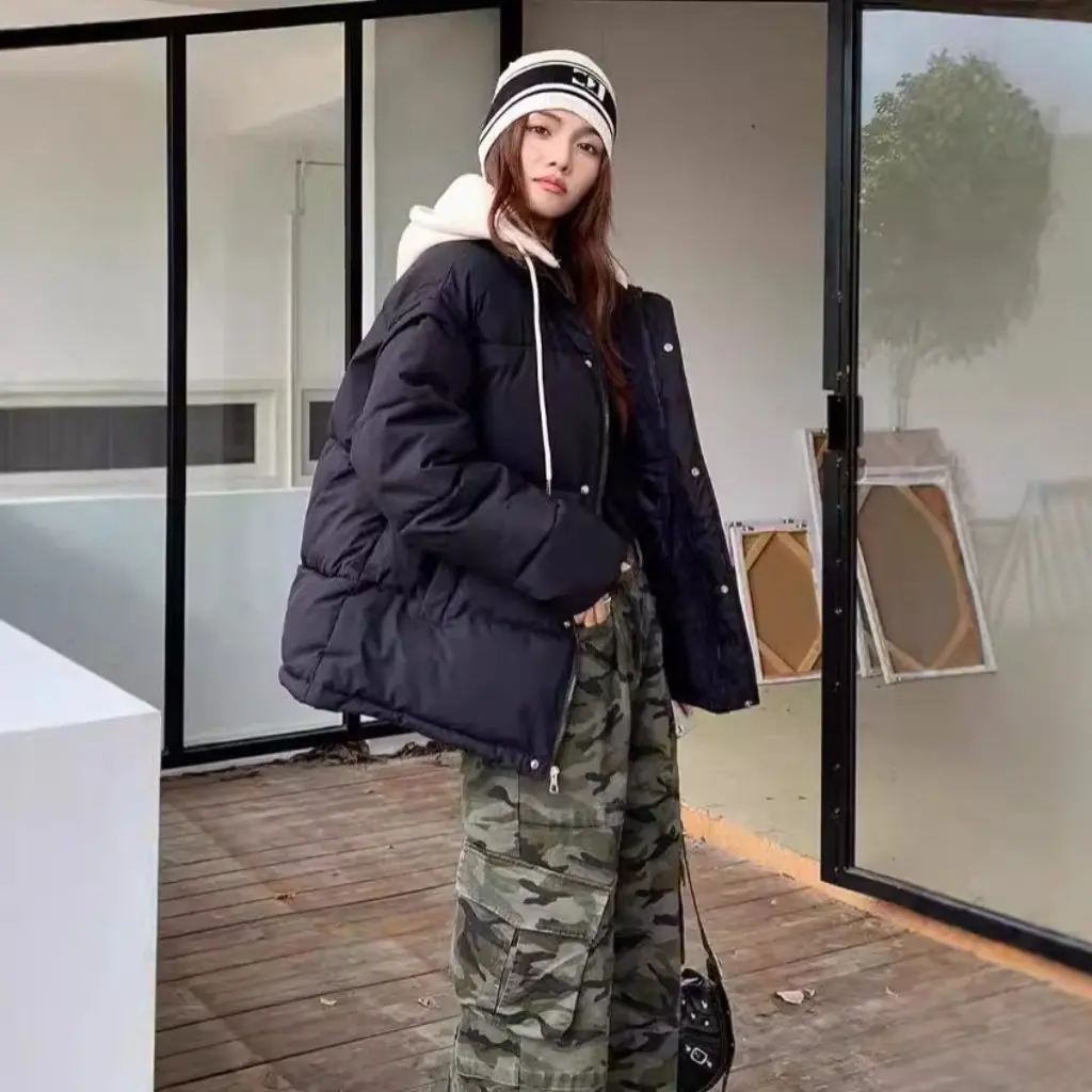 

Dongdaemun Women's Detachable down Cotton-Padded Jacket Winter Loose Warm Short Korean Fashion Coat