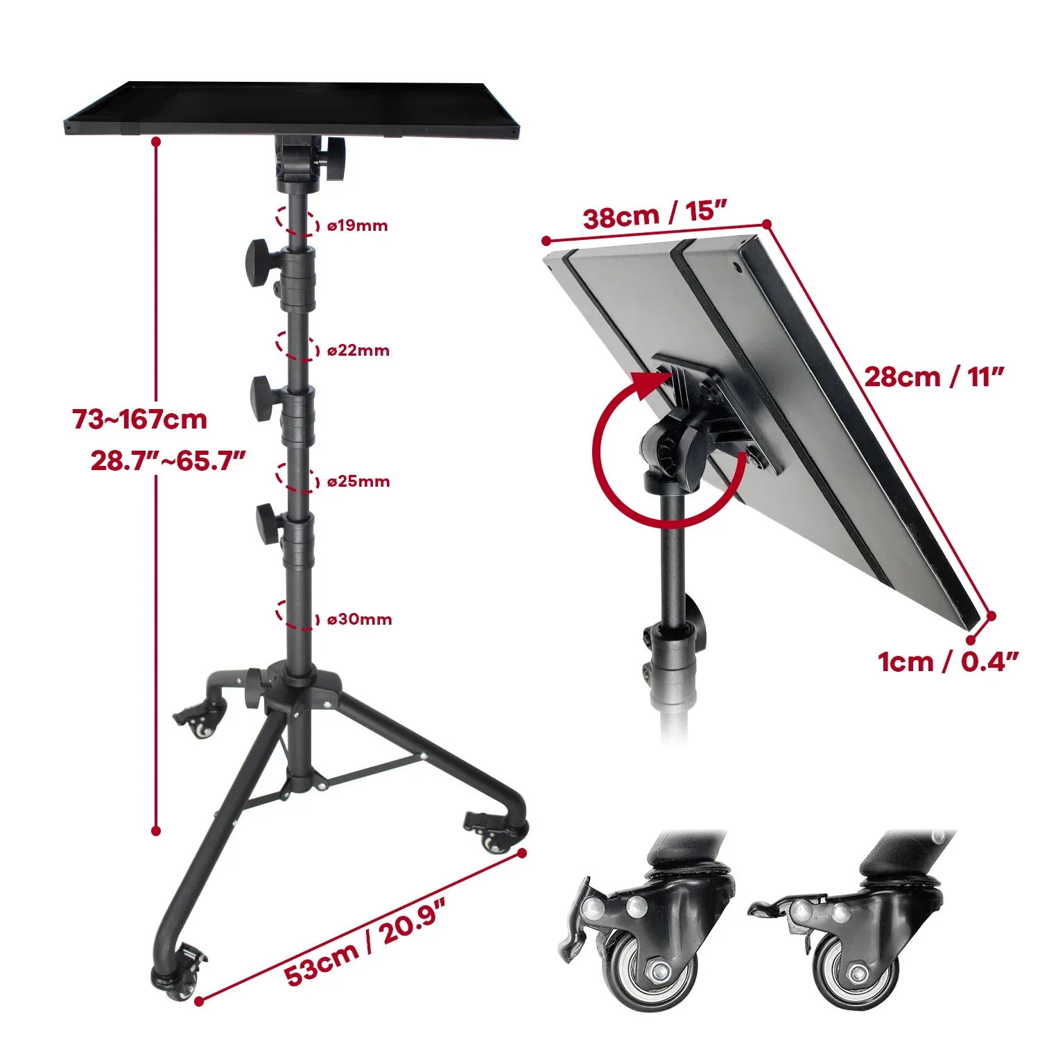 Tripod Base Laptop Stand Portable Equipment for Projector Audio Mixer Tiktok Streaming Live Show Studio Video Production Lecture